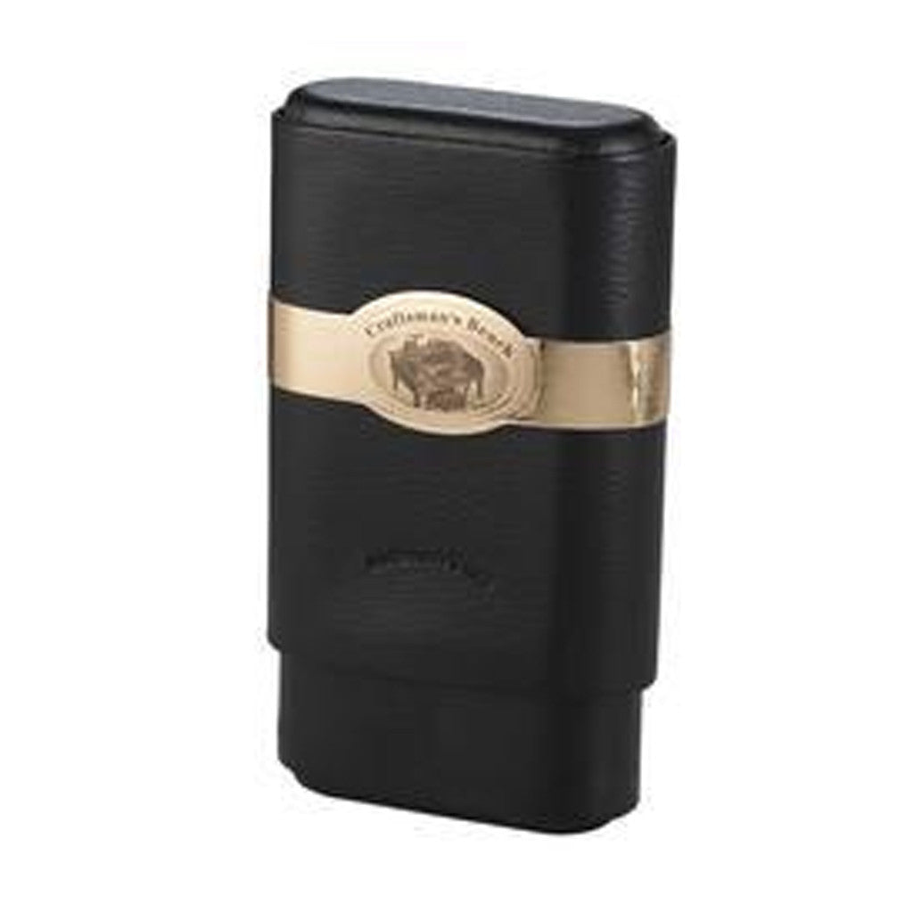 Cigar Case: Craftsman's Bench Black Leather - Churchill
